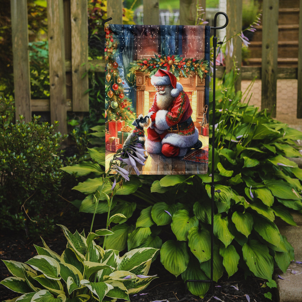 Schnauzer and Santa Claus Garden Flag