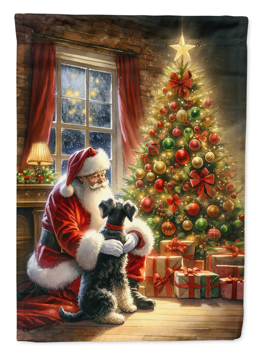 Buy this Schnauzer and Santa Claus House Flag