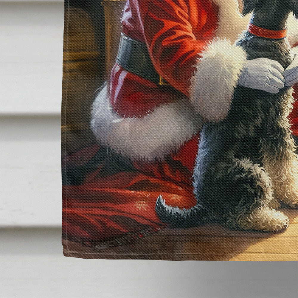 Schnauzer and Santa Claus House Flag