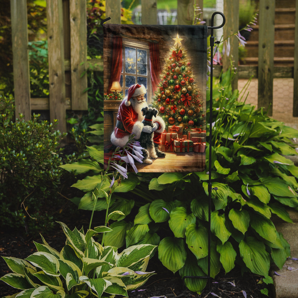 Schnauzer and Santa Claus Garden Flag