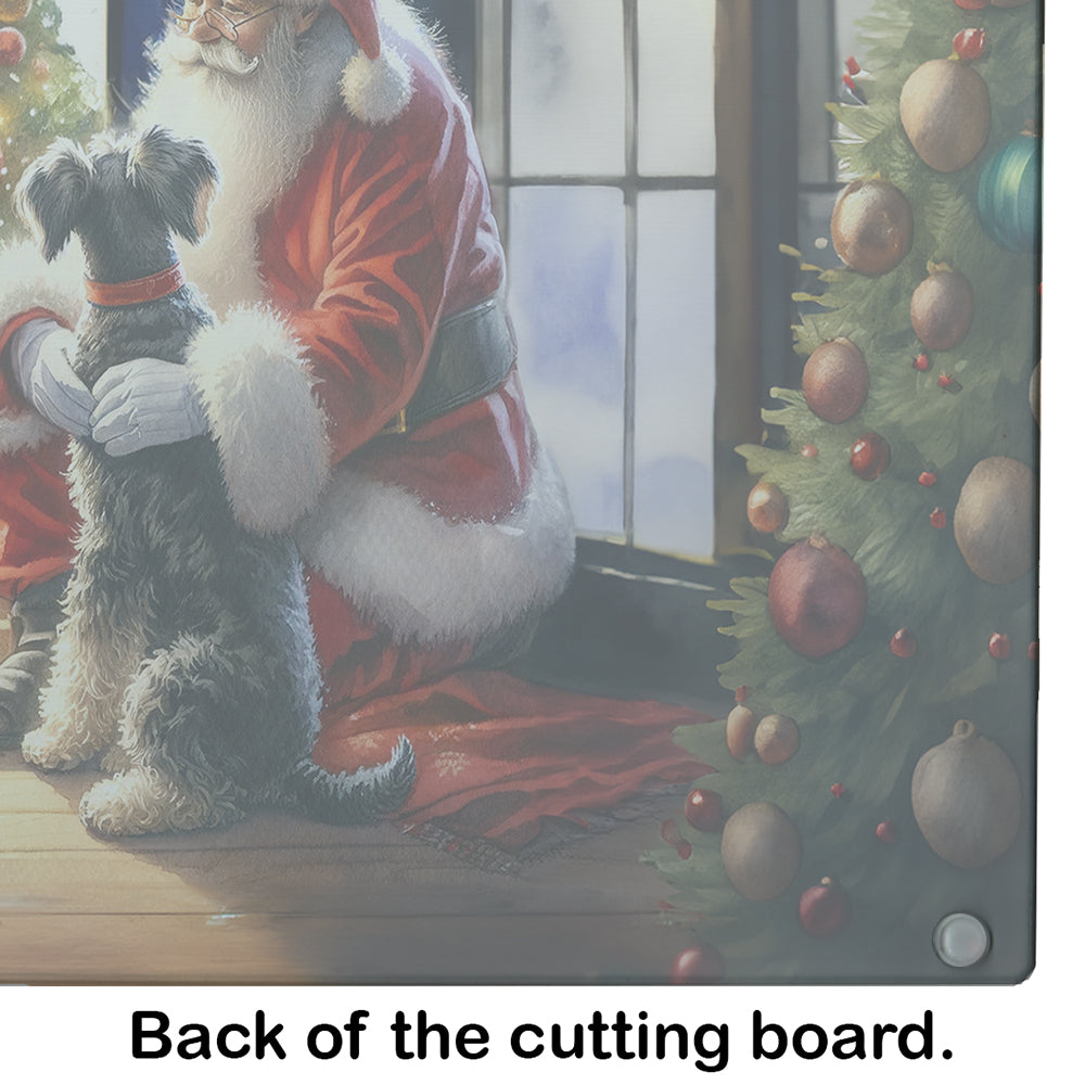 Schnauzer and Santa Claus Glass Cutting Board