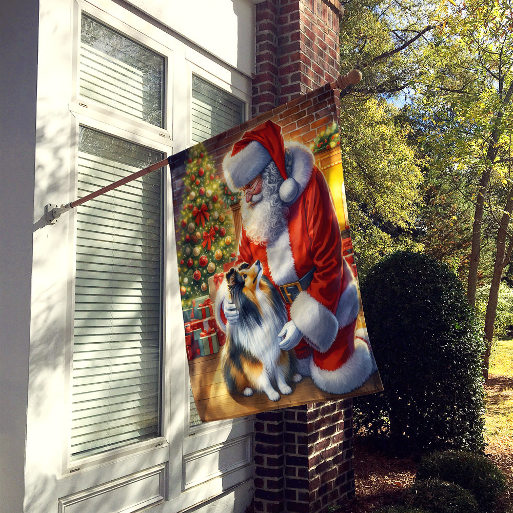 Sheltie and Santa Claus House Flag