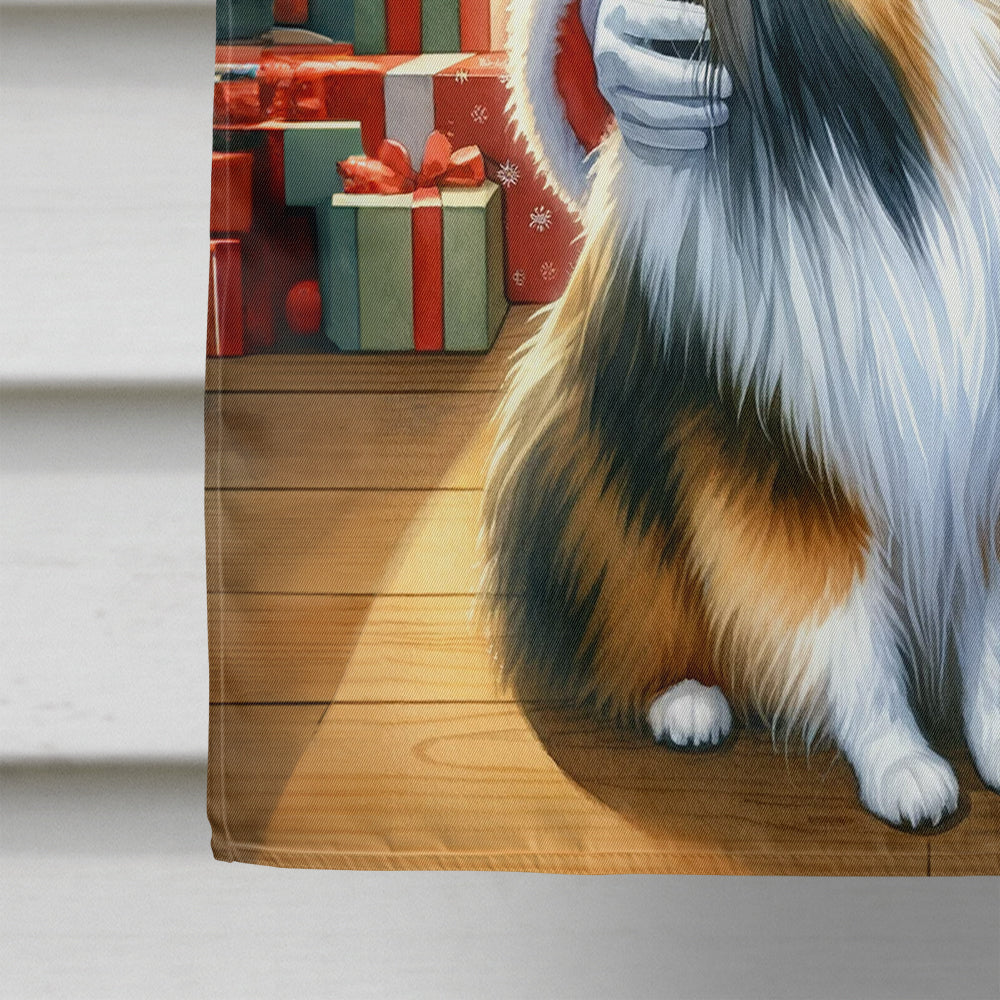 Sheltie and Santa Claus House Flag