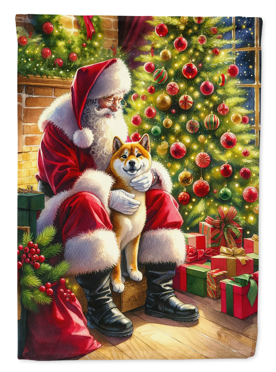 Buy this Shiba Inu and Santa Claus Garden Flag