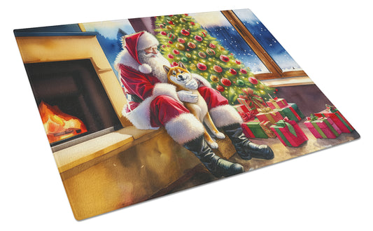 Buy this Shiba Inu and Santa Claus Glass Cutting Board