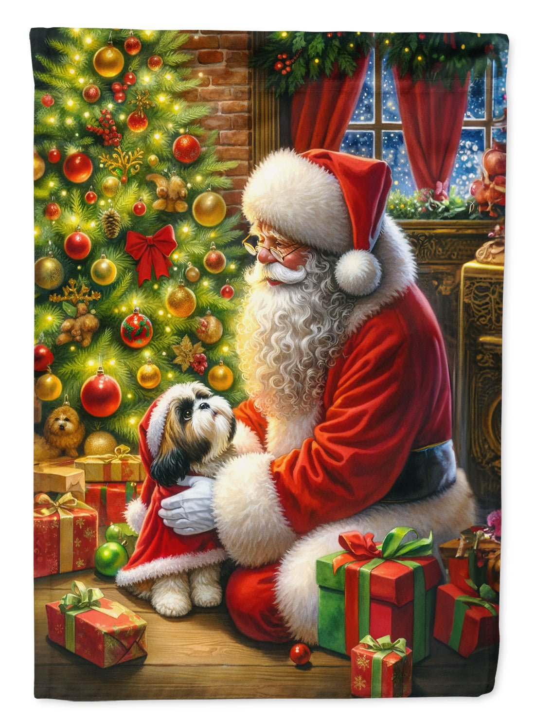Buy this Shih Tzu and Santa Claus House Flag