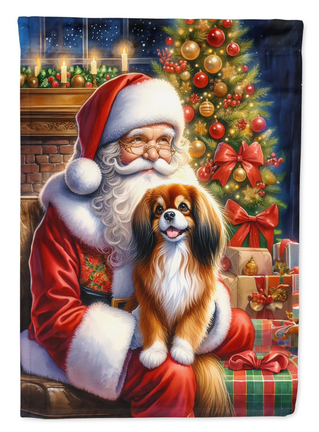 Buy this Tibetan Spaniel and Santa Claus House Flag