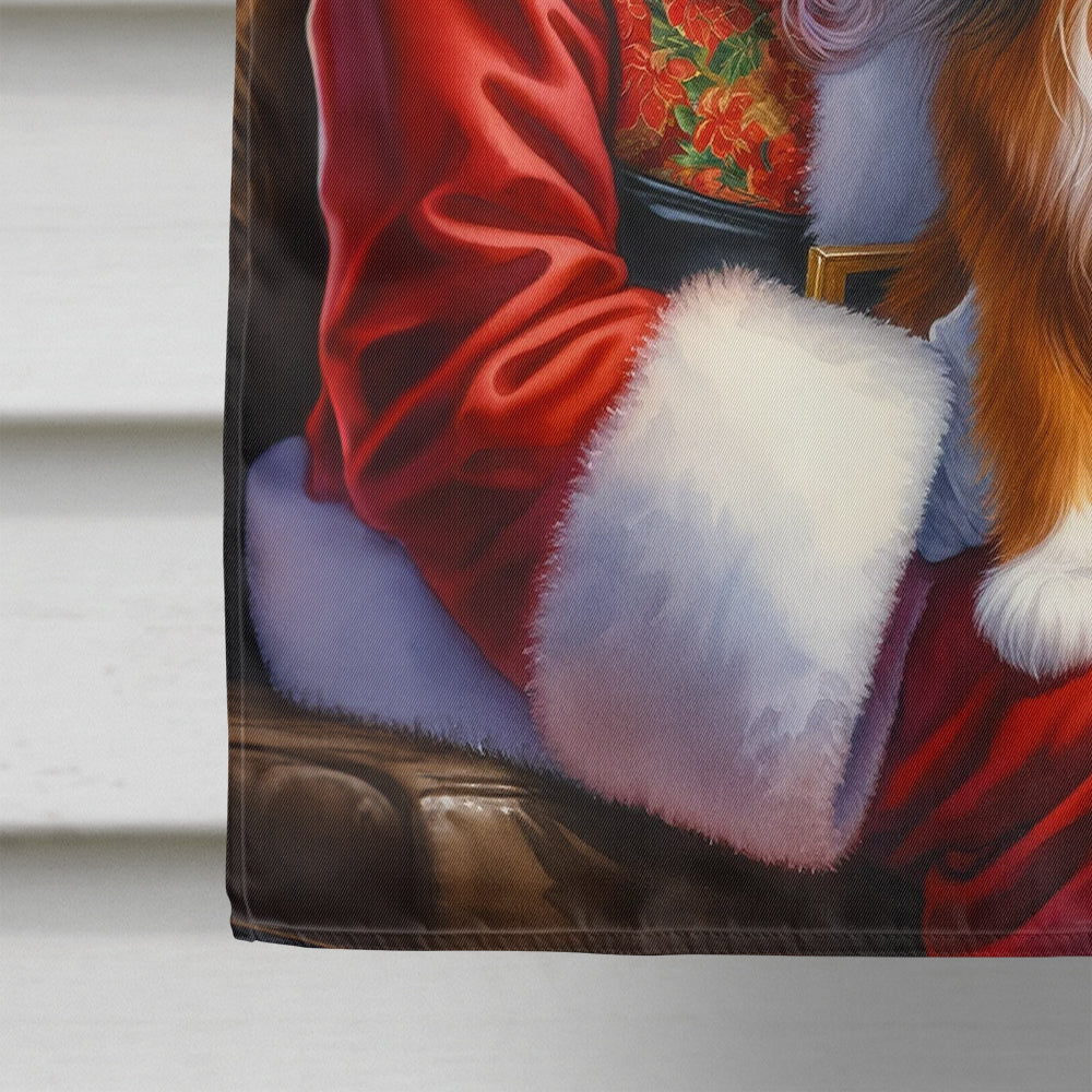 Tibetan Spaniel and Santa Claus House Flag