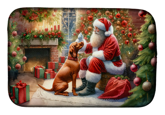 Buy this Vizsla and Santa Claus Dish Drying Mat