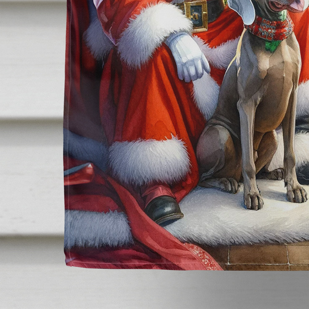 Weimaraner and Santa Claus House Flag