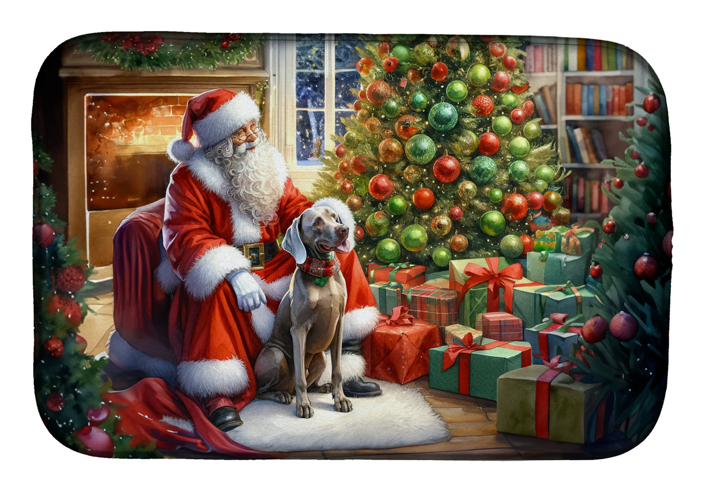 Buy this Weimaraner and Santa Claus Dish Drying Mat