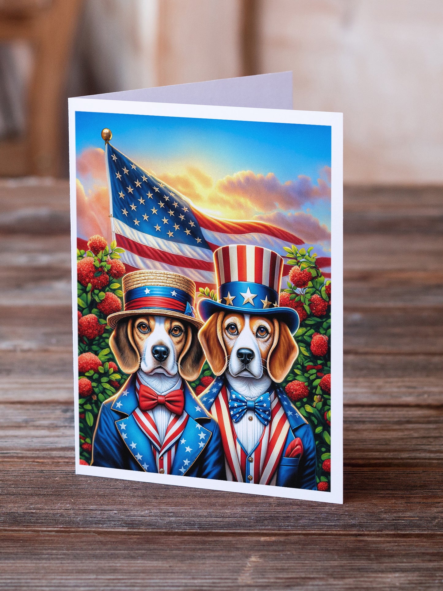 All American Beagle Greeting Cards Pack of 8