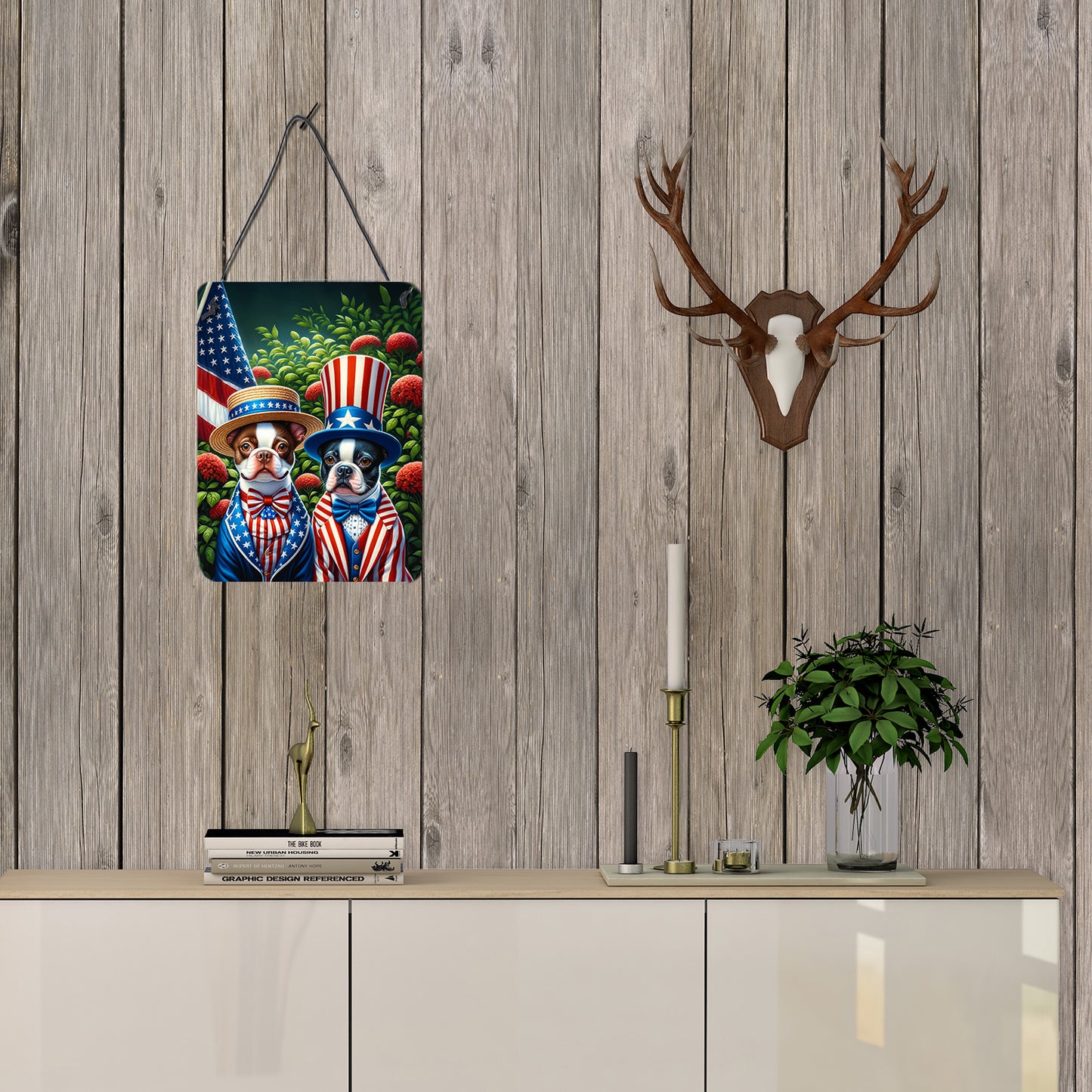 All American Boston Terrier Wall or Door Hanging Prints