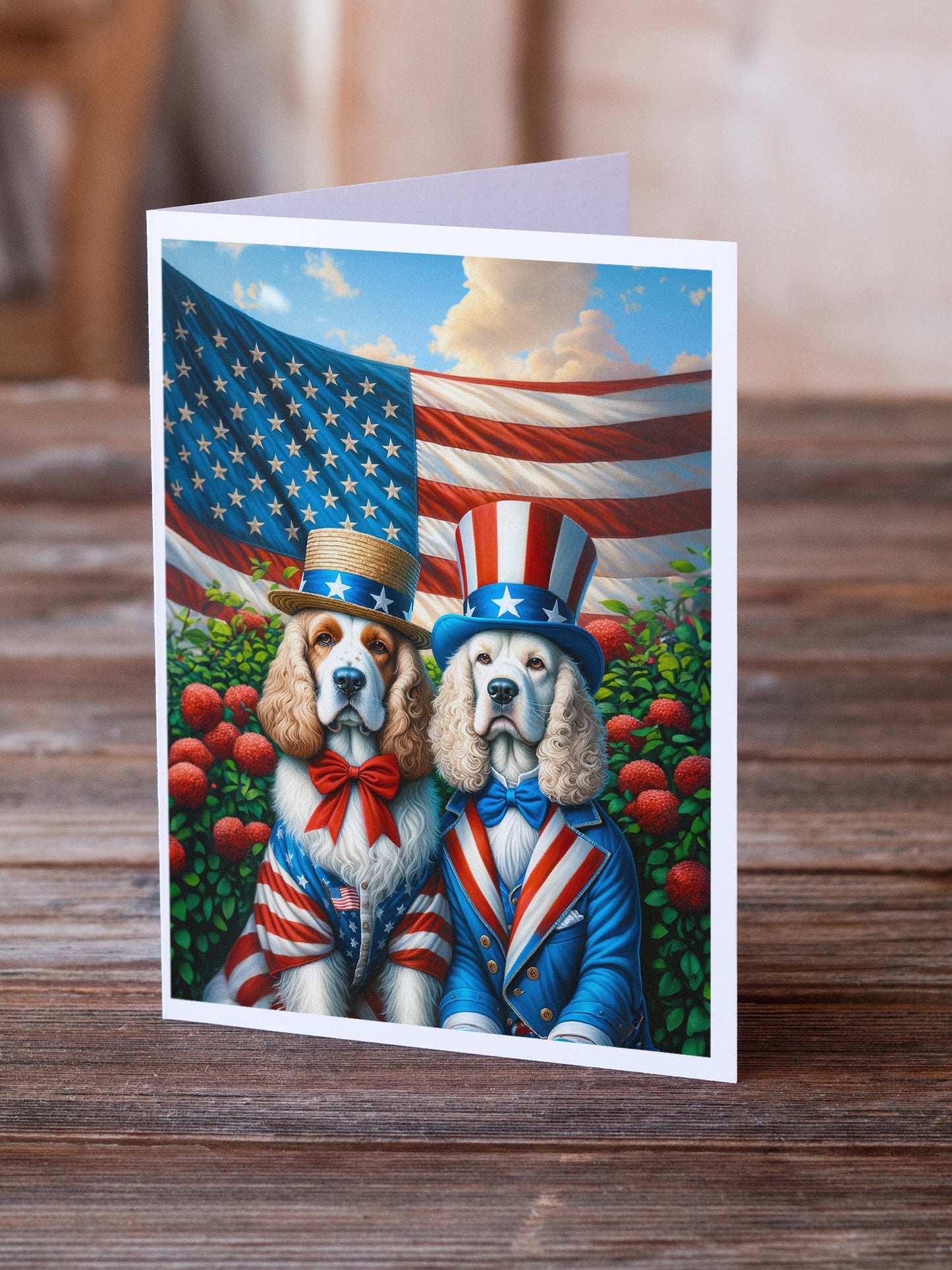 All American Clumber Spaniel Greeting Cards Pack of 8