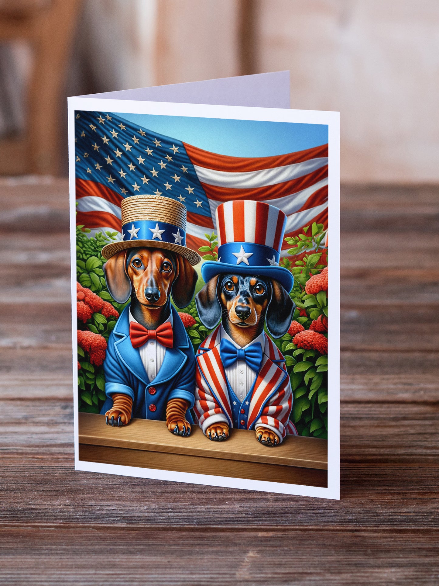 All American Dachshund Greeting Cards Pack of 8