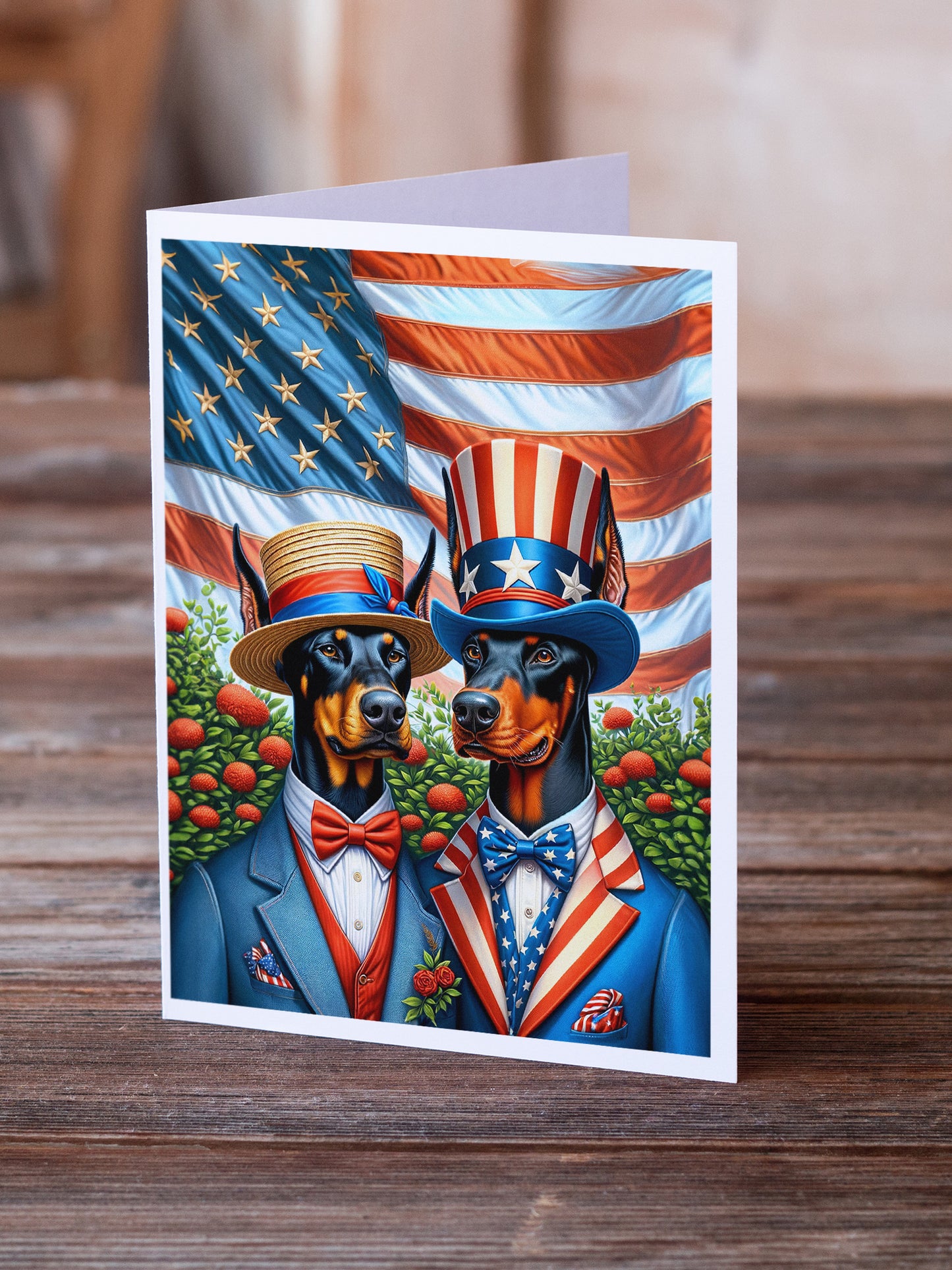 All American Doberman Pinscher Greeting Cards Pack of 8