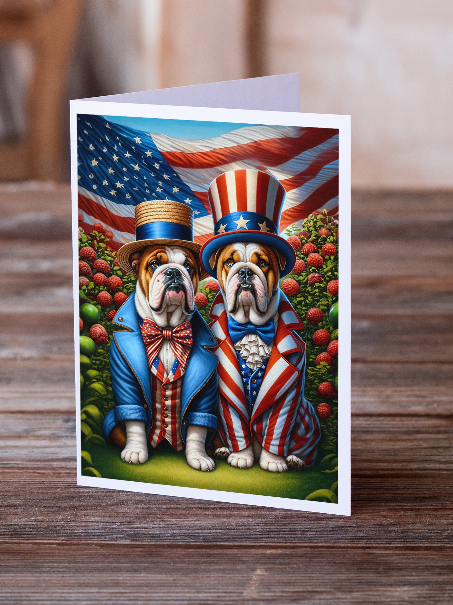 All American English Bulldog Greeting Cards Pack of 8