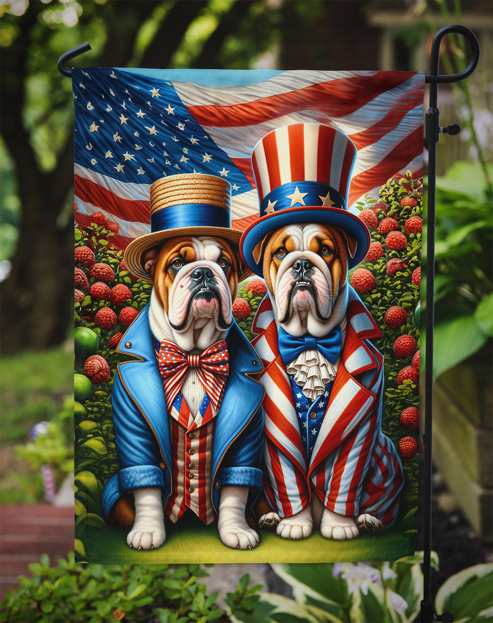 All American English Bulldog Garden Flag