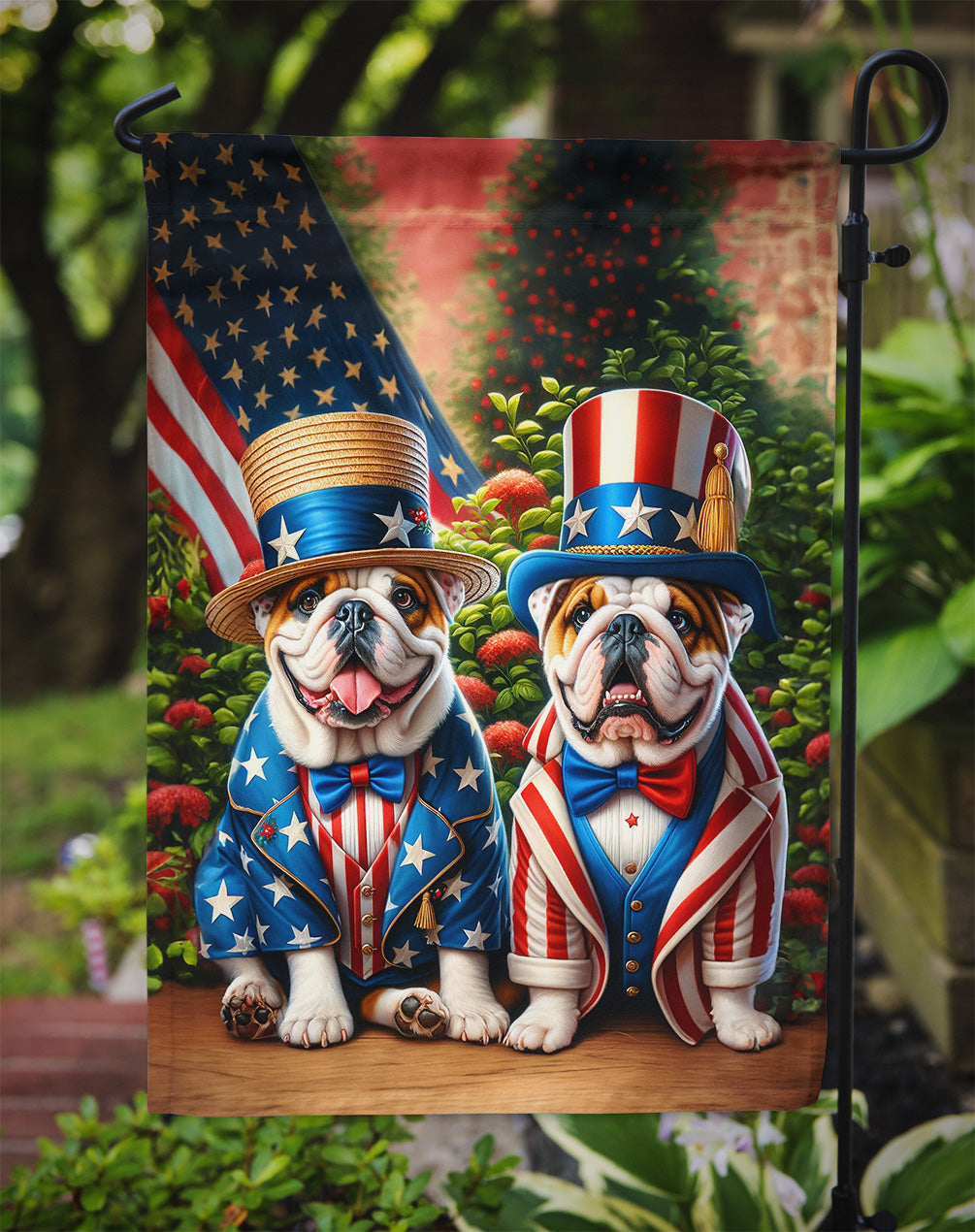 All American English Bulldog Garden Flag