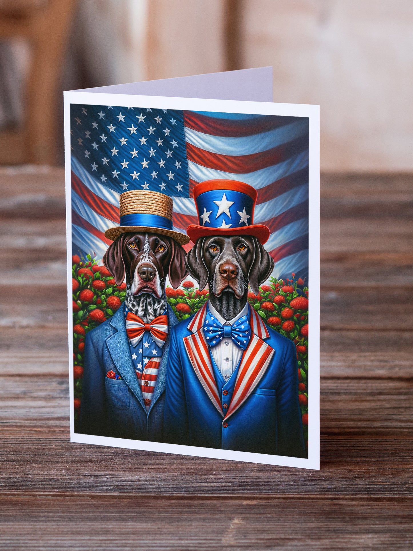 All American German Shorthaired Pointer Greeting Cards Pack of 8