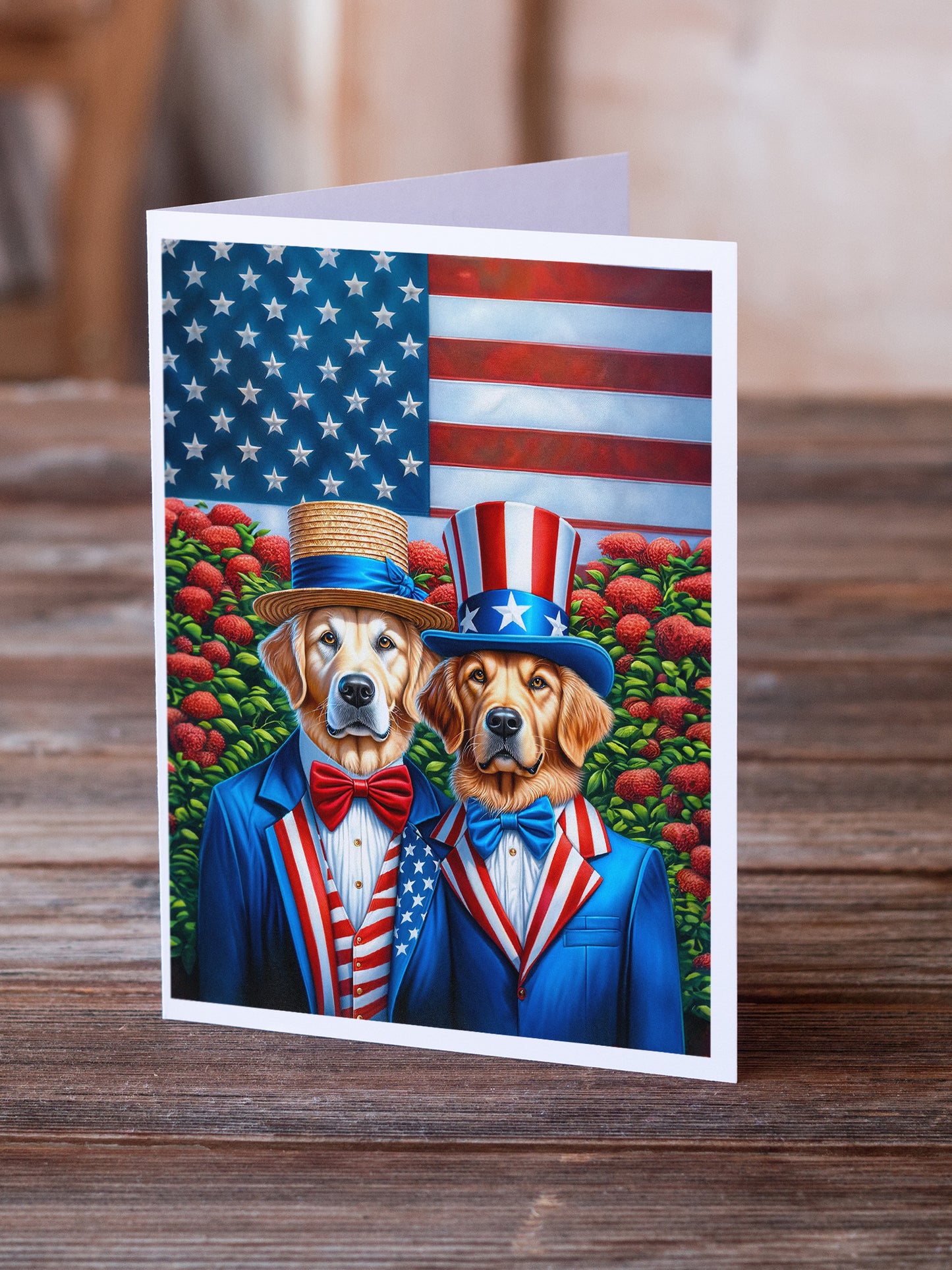 All American Golden Retriever Greeting Cards Pack of 8