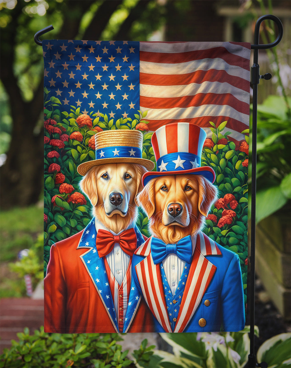 All American Golden Retriever Garden Flag