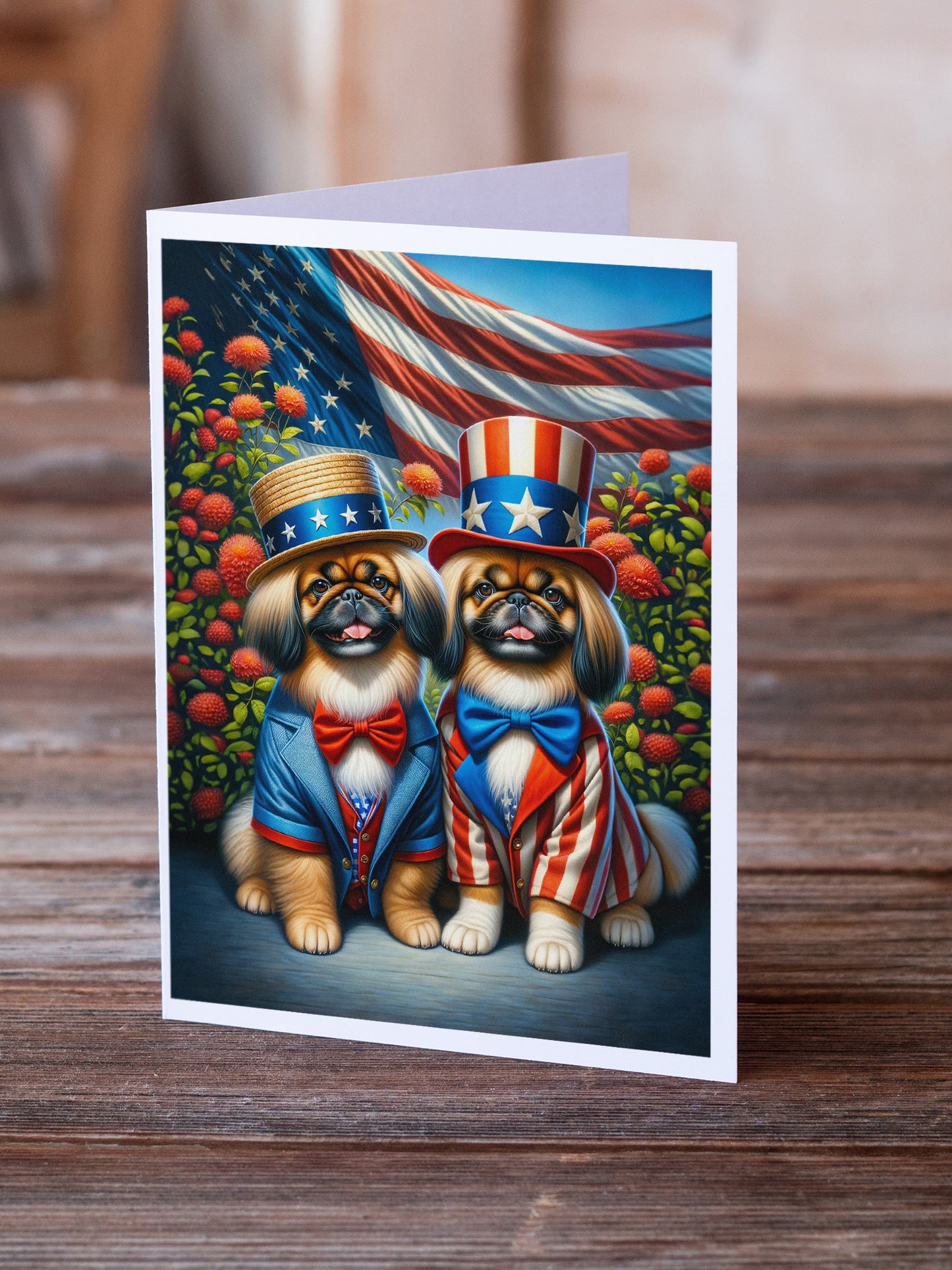 All American Pekingese Greeting Cards Pack of 8