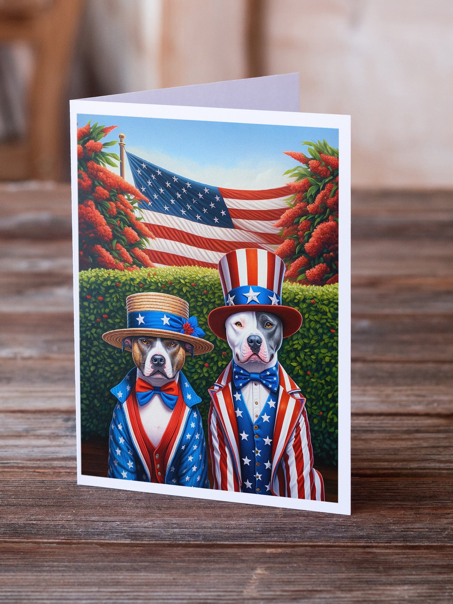 All American Pit Bull Terrier Greeting Cards Pack of 8