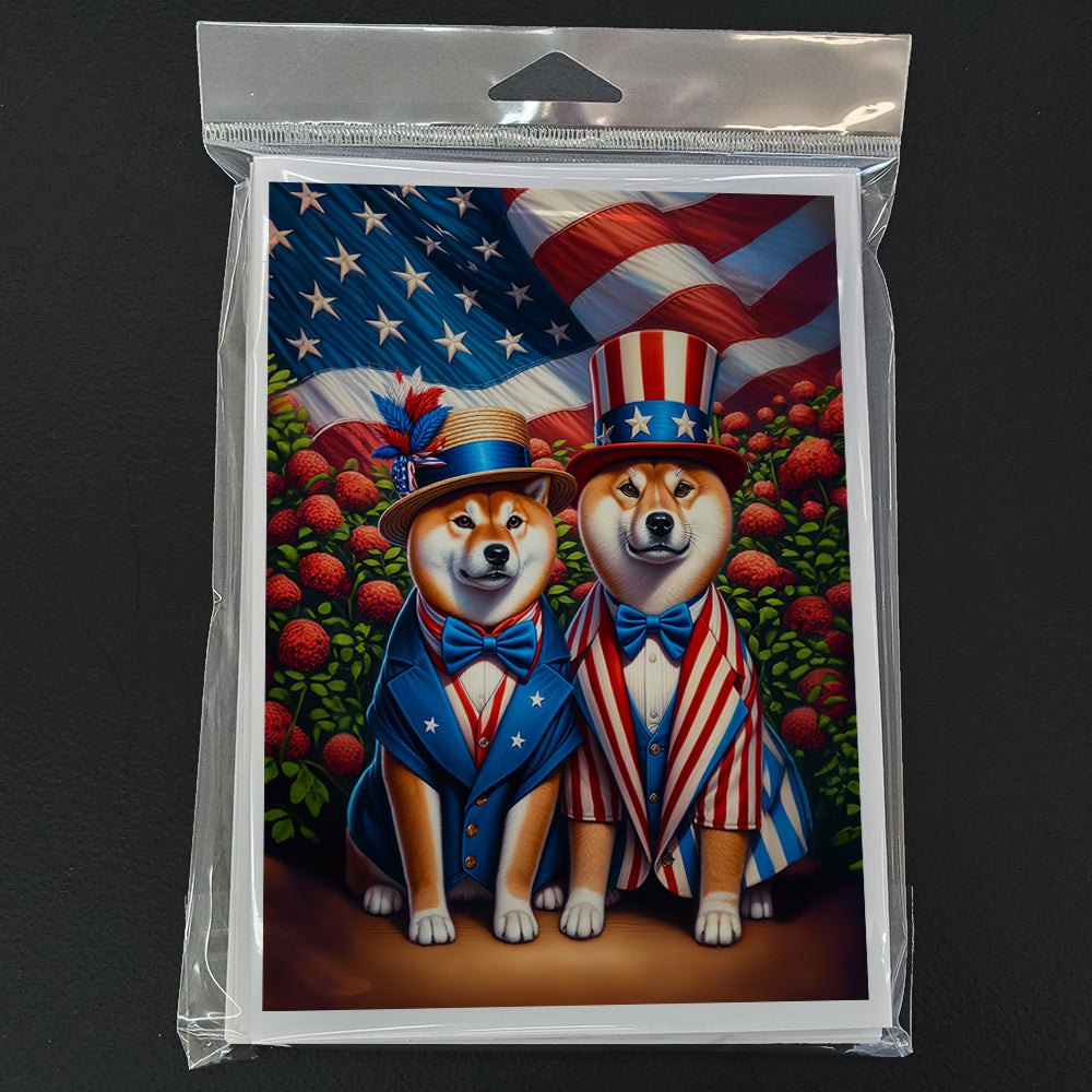 All American Shiba Inu Greeting Cards Pack of 8