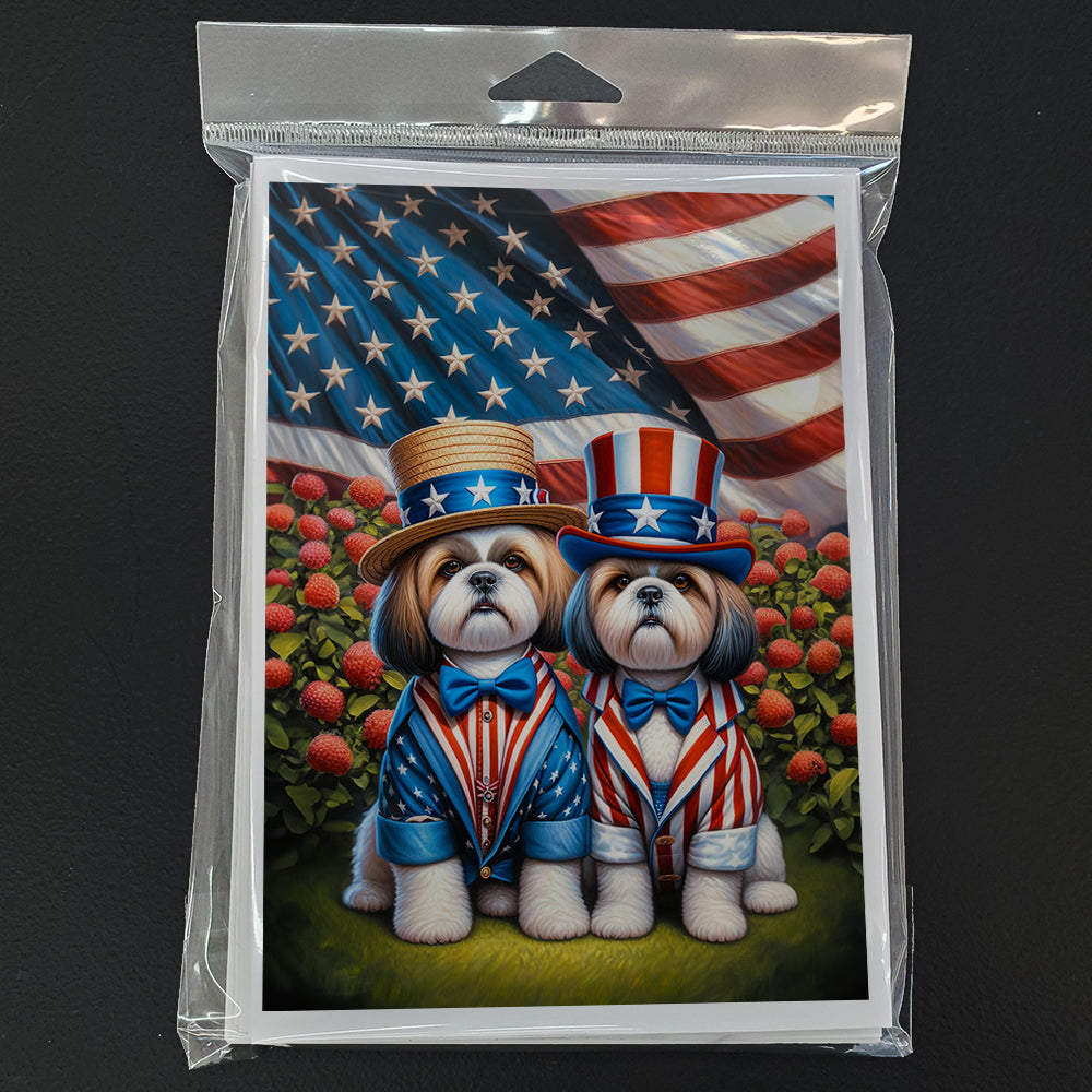 All American Shih Tzu Greeting Cards Pack of 8