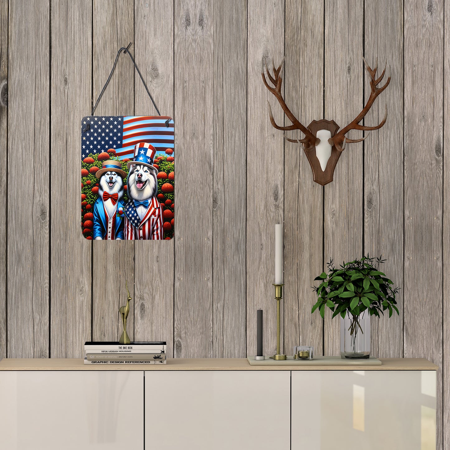 All American Siberian Husky Wall or Door Hanging Prints