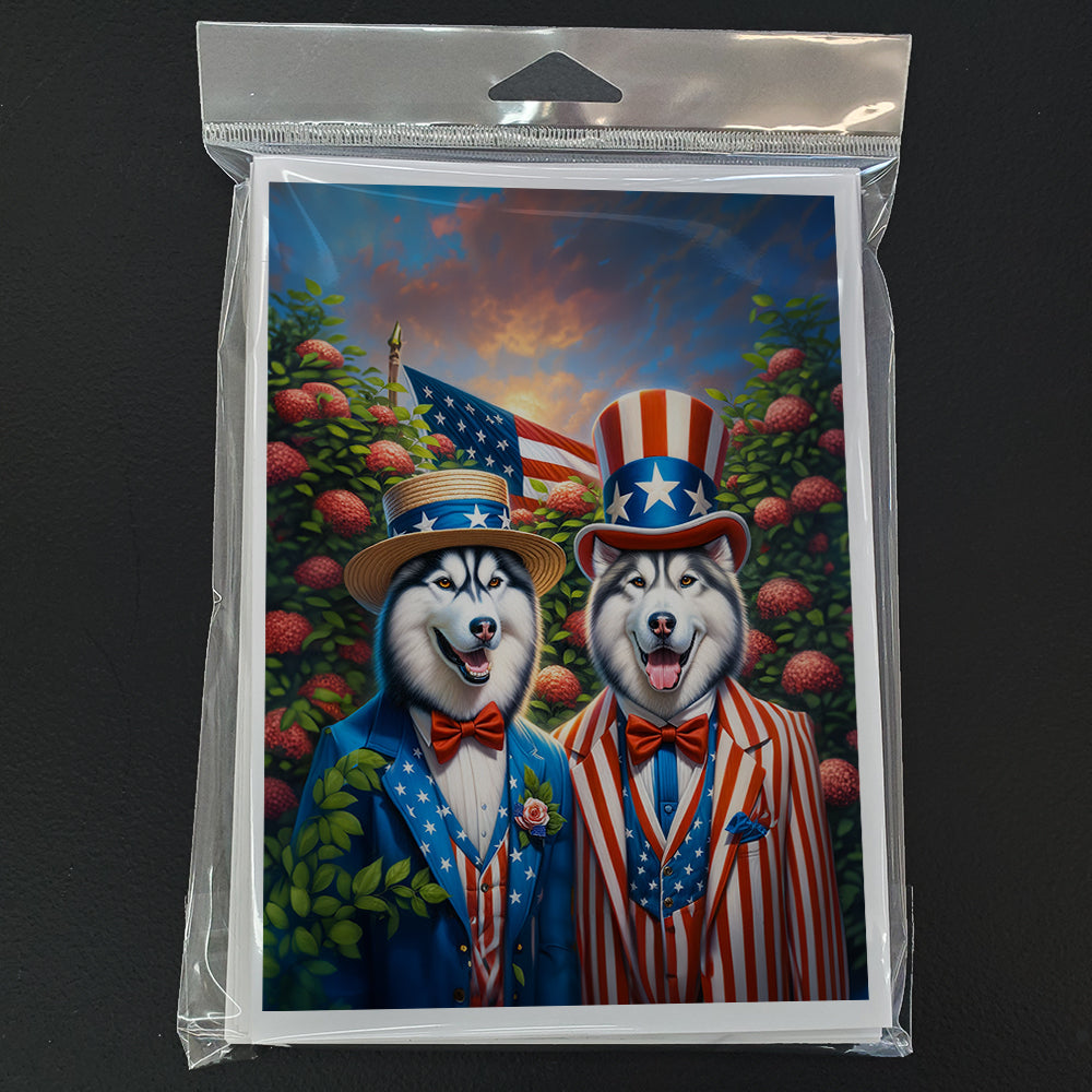 All American Siberian Husky Greeting Cards Pack of 8