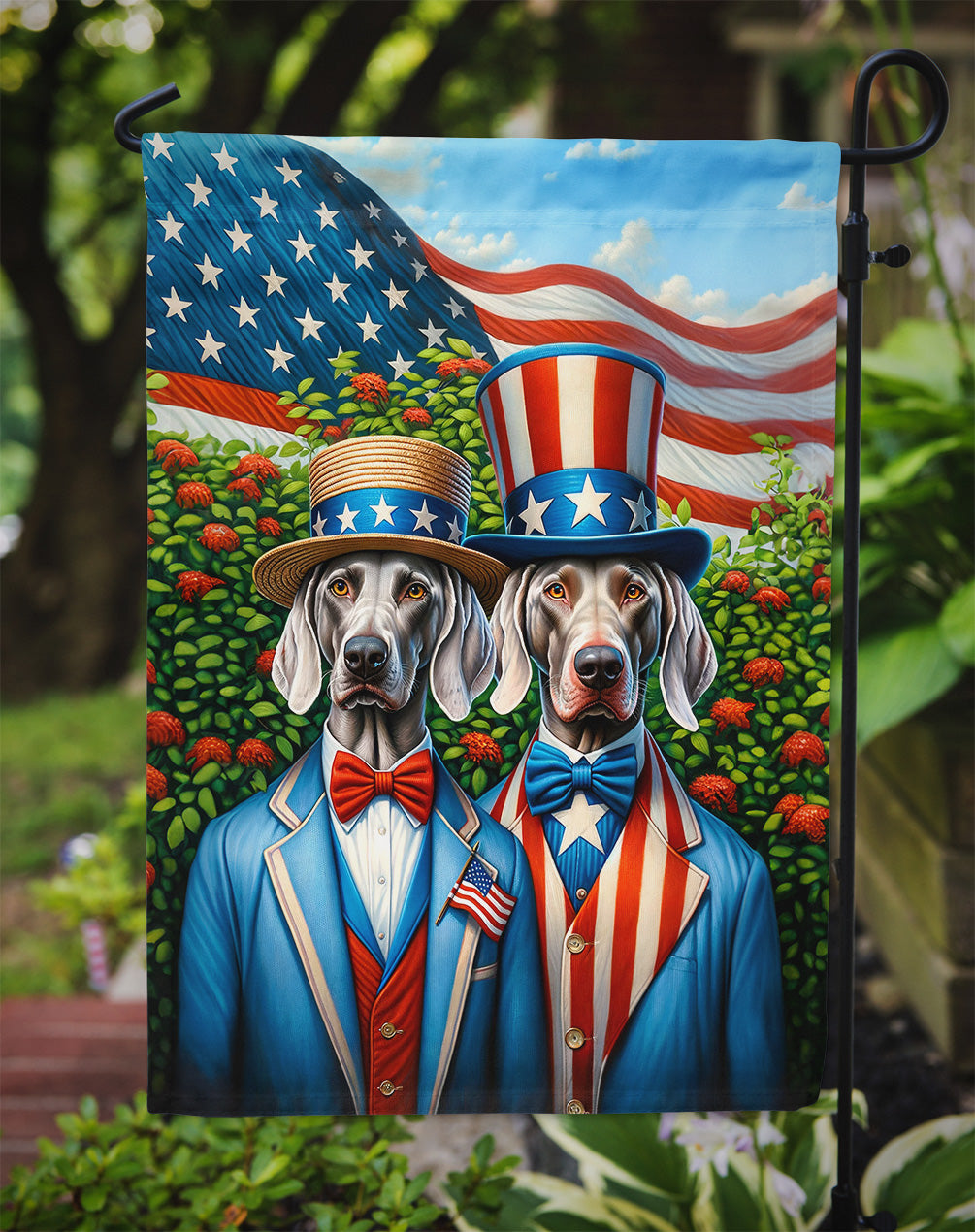 All American Weimaraner Garden Flag