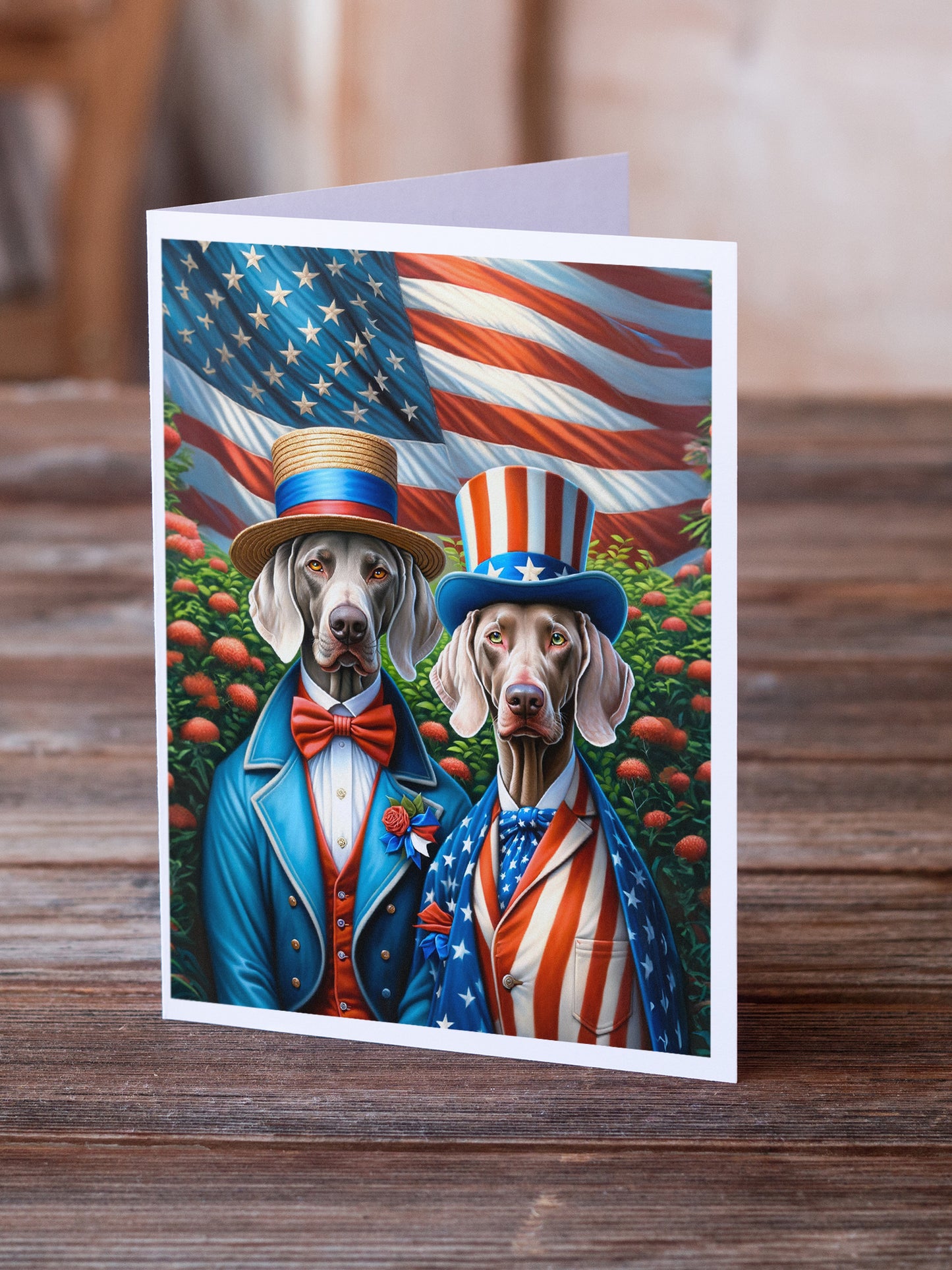 All American Weimaraner Greeting Cards Pack of 8