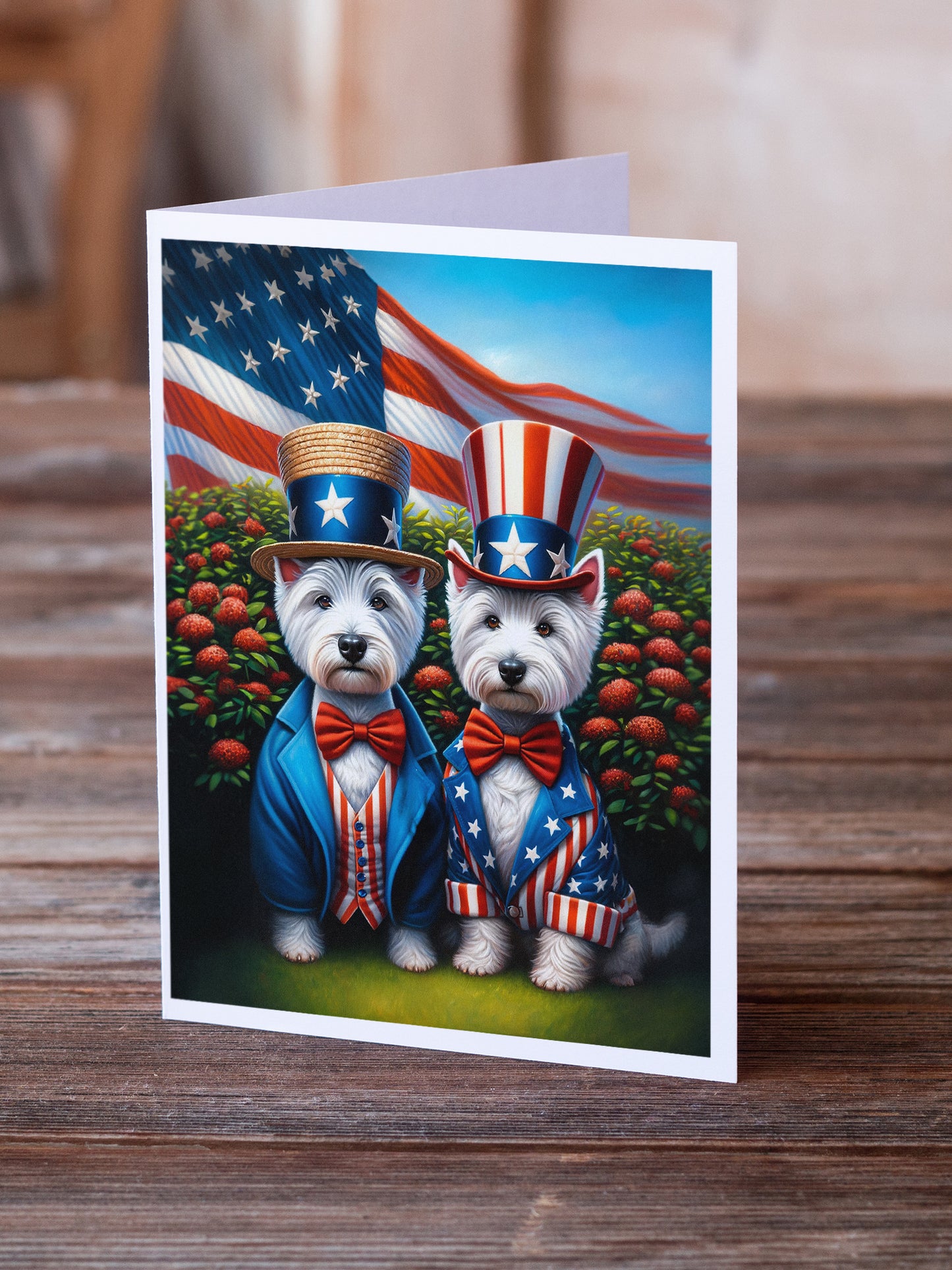 All American Westie Greeting Cards Pack of 8