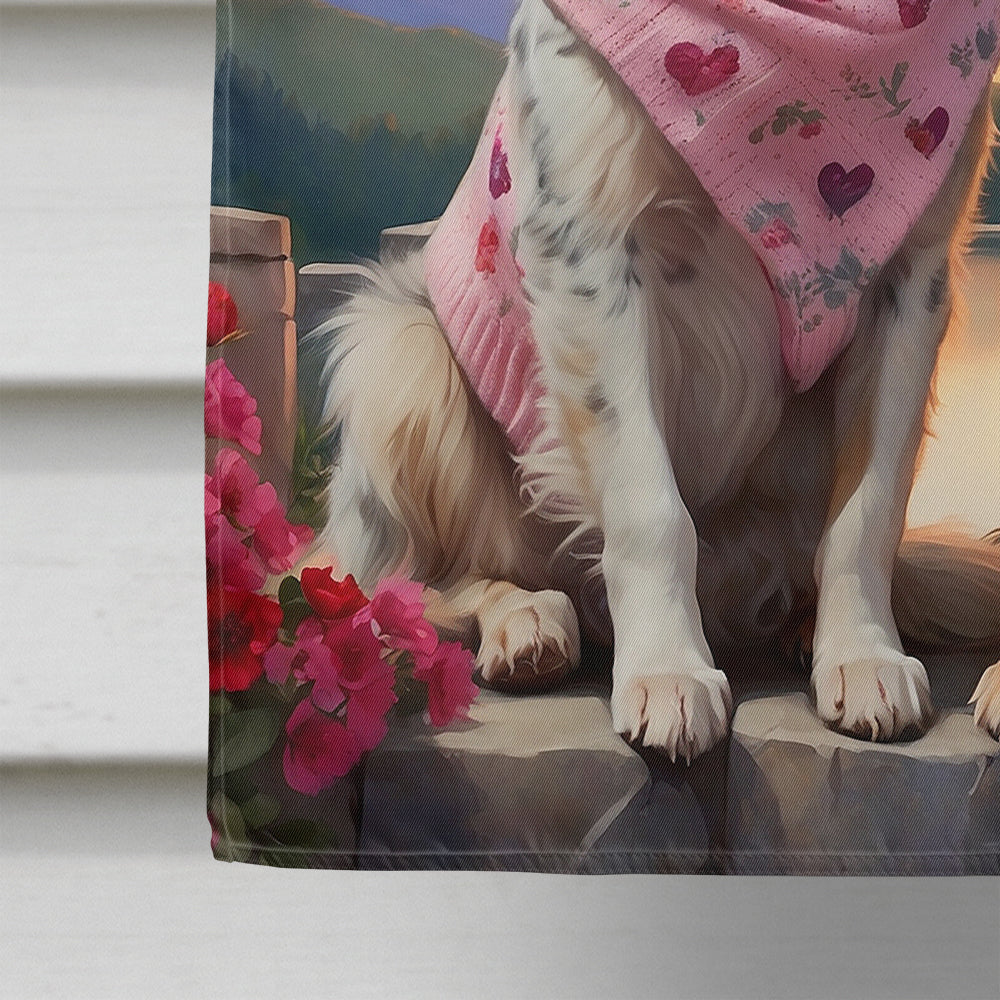 Australian Shepherd Two Hearts House Flag