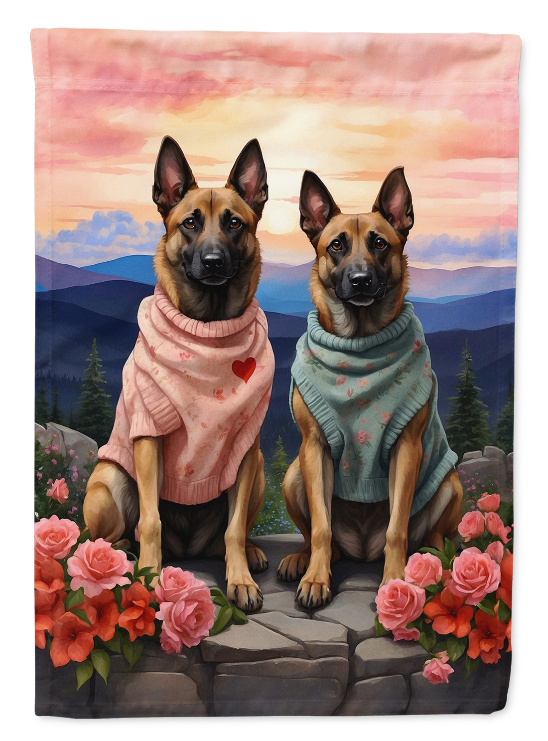 Buy this Belgian Malinois Two Hearts House Flag