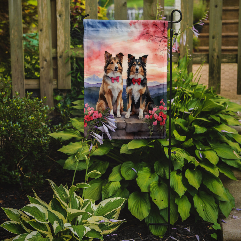 Collie Two Hearts Garden Flag