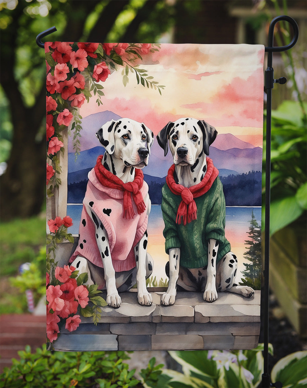 Dalmatian Two Hearts Garden Flag