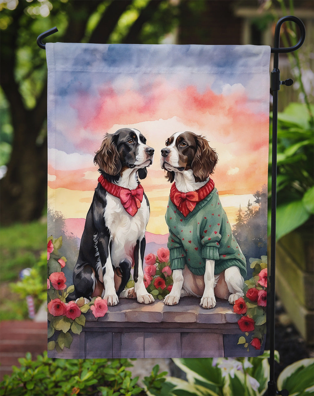 English Springer Spaniel Two Hearts Garden Flag