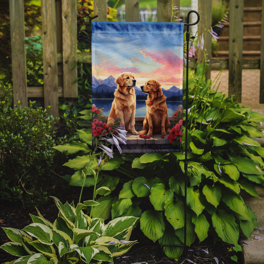 Golden Retriever Two Hearts Garden Flag