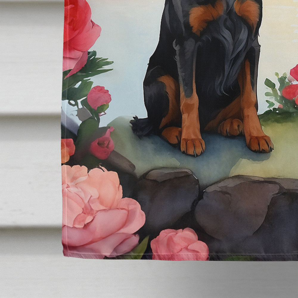 Gordon Setter Two Hearts House Flag