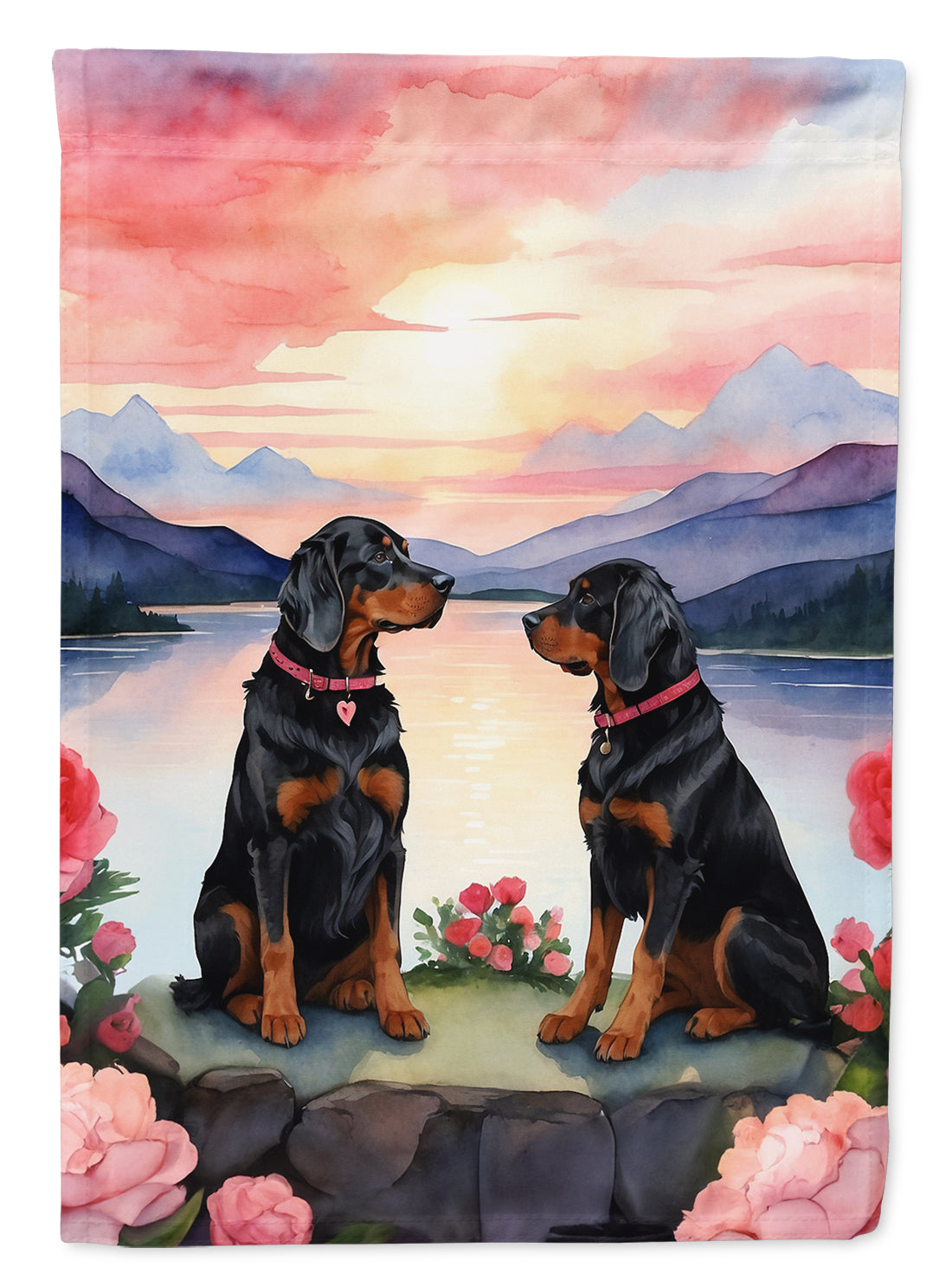 Buy this Gordon Setter Two Hearts Garden Flag