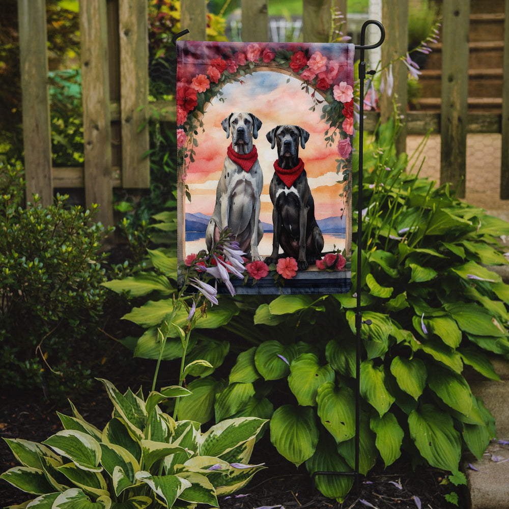 Great Dane Two Hearts Garden Flag
