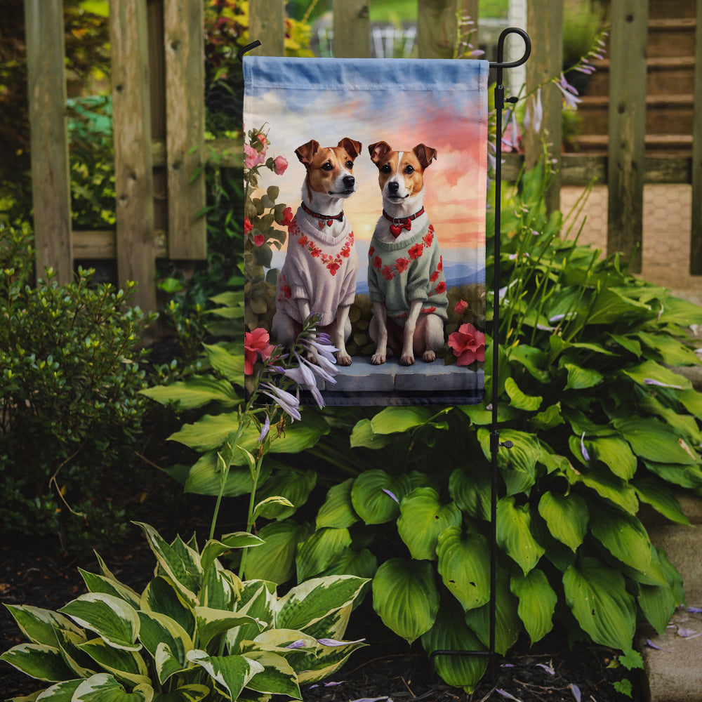 Jack Russell Terrier Two Hearts Garden Flag