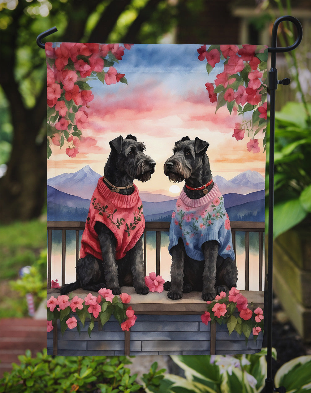 Kerry Blue Terrier Two Hearts Garden Flag