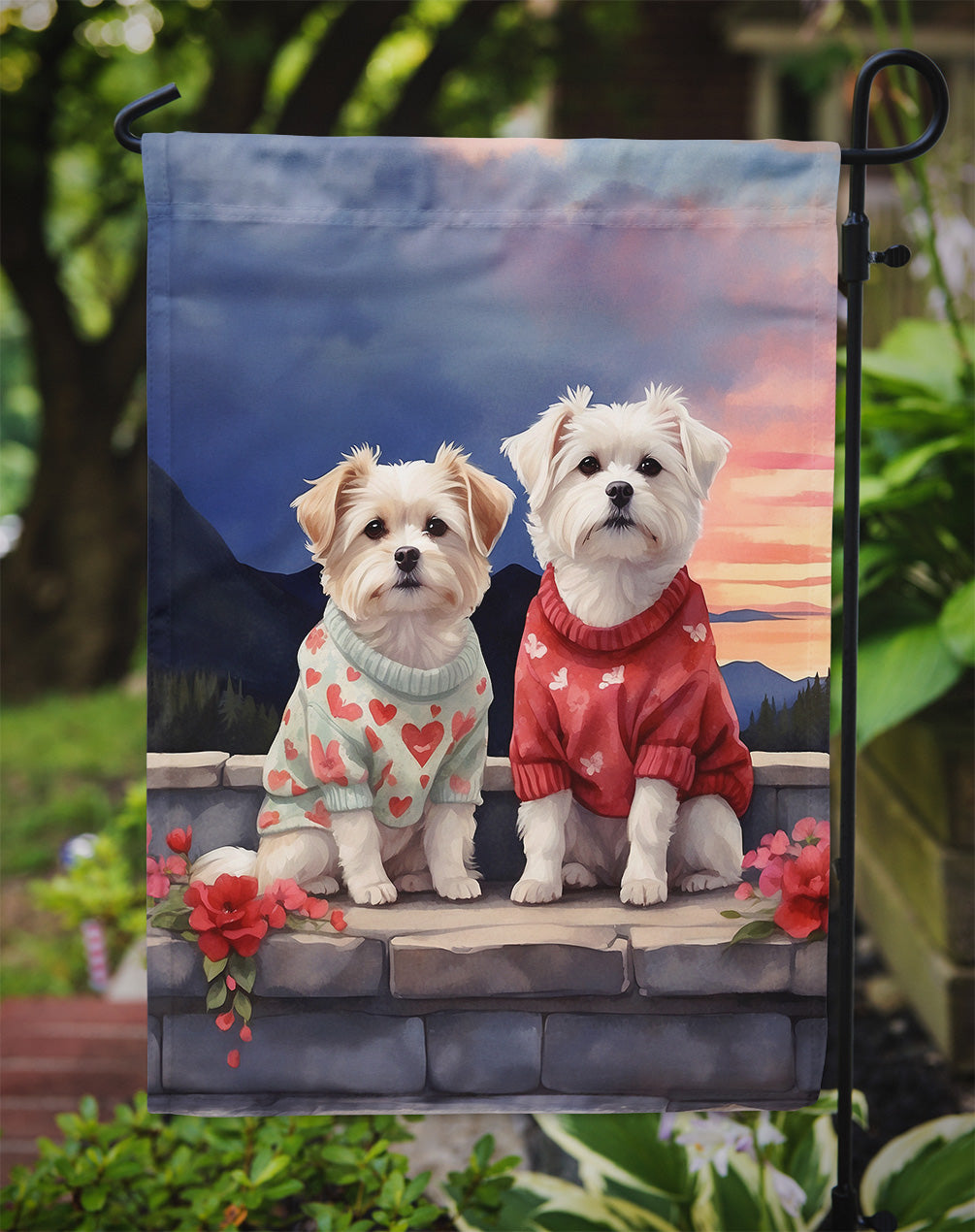 Maltese Two Hearts Garden Flag