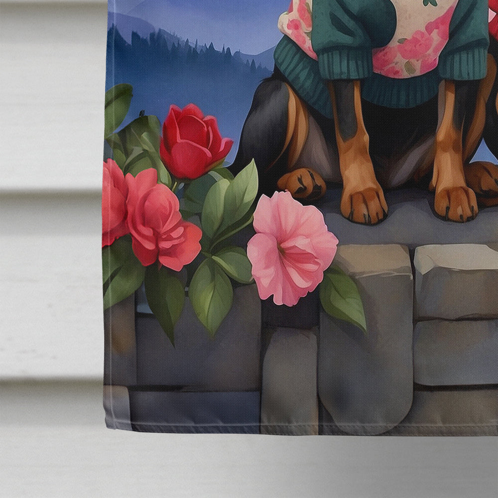 Miniature Pinscher Two Hearts House Flag