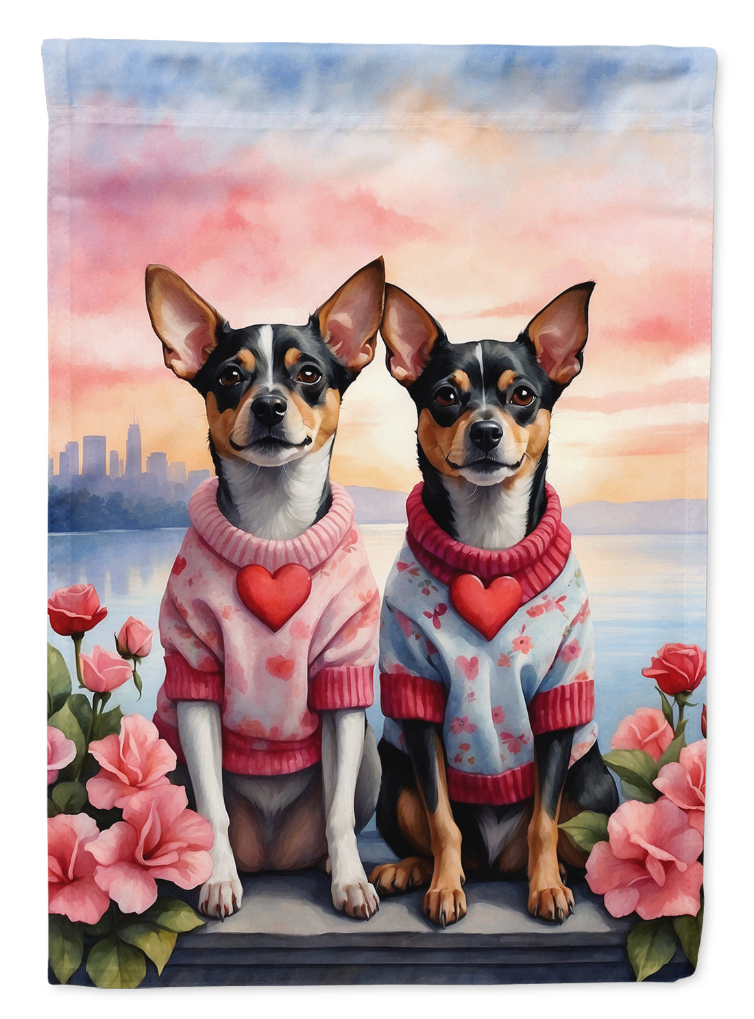 Buy this Rat Terrier Two Hearts Garden Flag