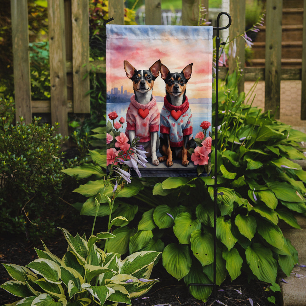 Rat Terrier Two Hearts Garden Flag